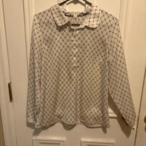J. Crew Black and White Geometric Blouse -Size 8